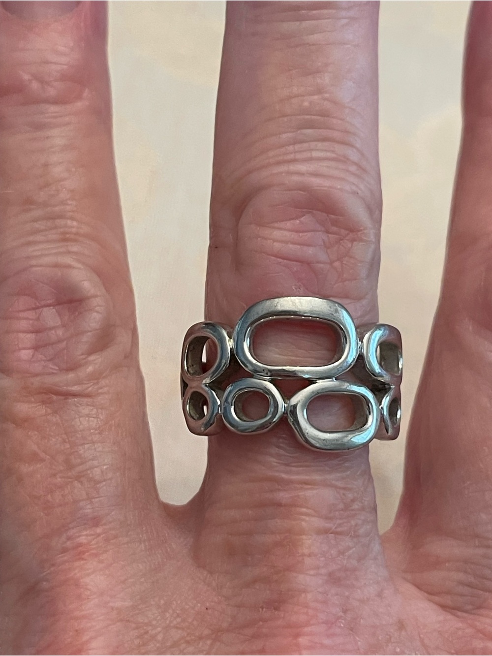 Silver Open Oval Statement Ring - Modern Link Design Lia Sophia Structure 9